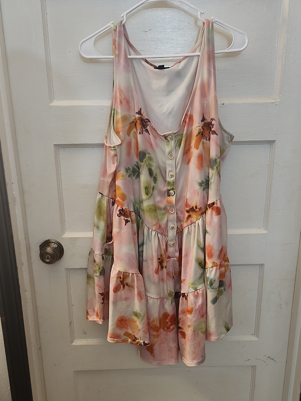 torrid Watercolor Floral Tiered Rompet in Pink and Green
